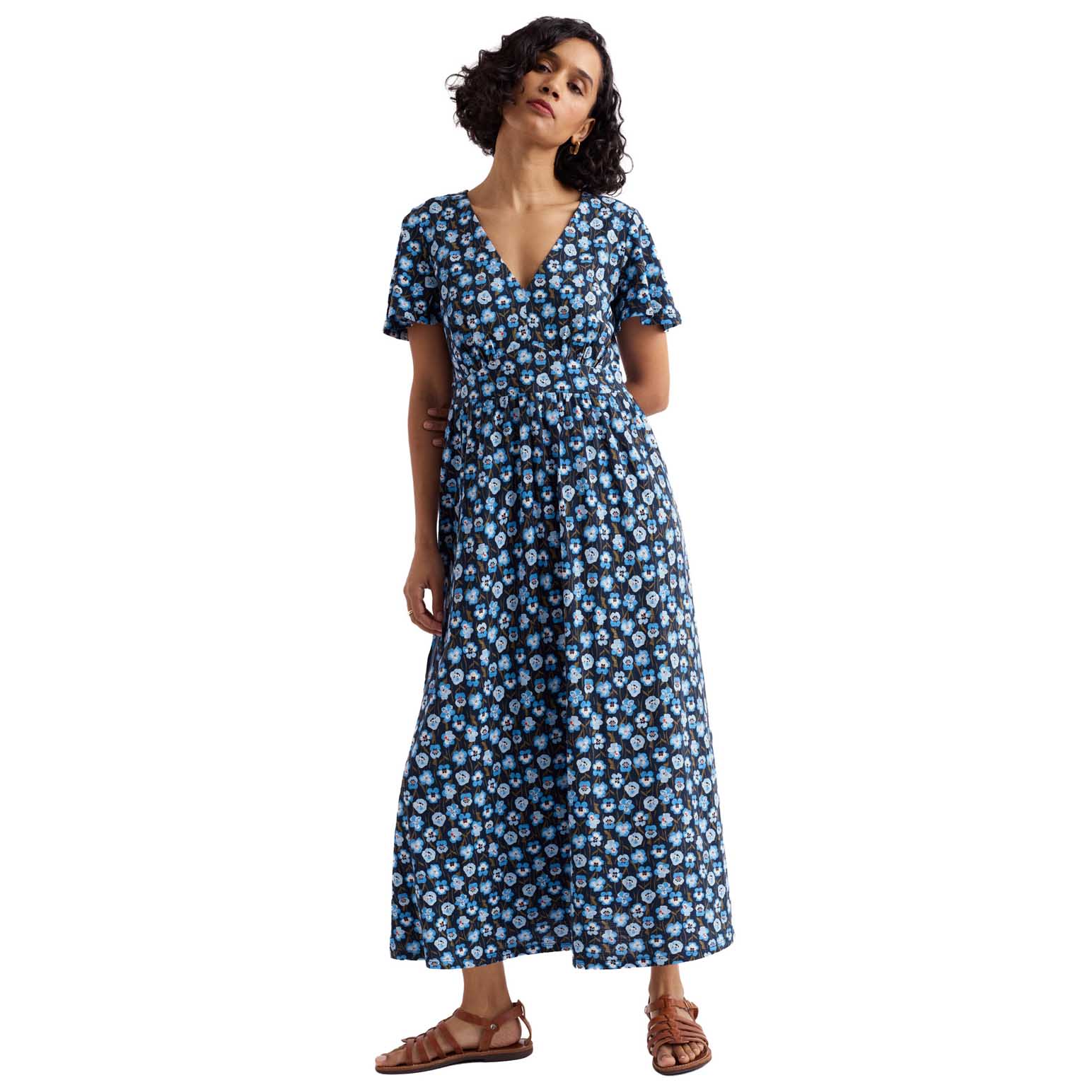 Seasalt Cornwall Chateaux Half Sleeve Dress - Pressed Pansies Sail